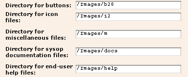 Screenshot of General Settings, icon and image directories